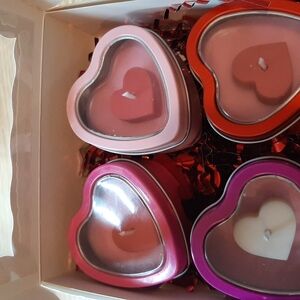 Heart-Shaped Candle Set - Pink, Red, Purple